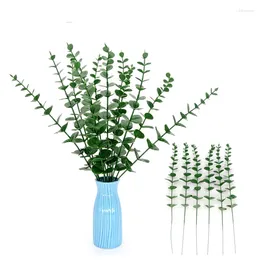 Decorative Flowers 10pcs Artificial Plants Eucalyptus Leaves Branches For Home Garden Wedding Party Room Decoration DIY Bouquet Centrepiece