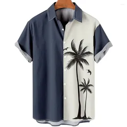 Men's Casual Shirts Hawaiian Shirt Men Summer 3d Coconut Tree Printed For Holiday Short Sleeve Beach Tops 3XL Breathable Clothing