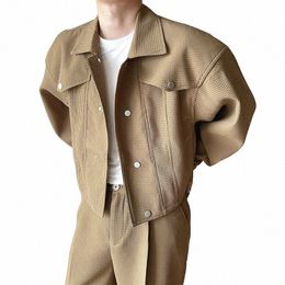 mens Clothing Design High-End Niche Short Shoulder Pad Jacket Spring And Autumn Unisex Fi All-Match Casual Cardigan Jacket o0JK#