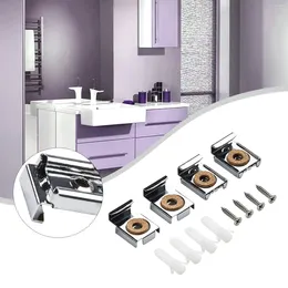 Bath Accessory Set Bathroom Mirror Glass Wall Hanging Fixing Kit Frameless Clip Mounting Hanger Clamps For Mount Kits