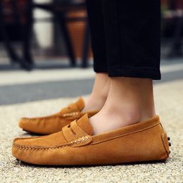 Men Casual Shoes Espadrilles Triple Black White Brown Wine Red Navy Khaki Mens Suede Leather Sneakers Slip On Boat Shoe Outdoor Flat Driving Jogging Walking 38-52 B094