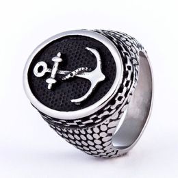 Fashion Punk Jewelry 316l Stainless Steel Knuckles Anchor Mens Rings For Men Titanium Biker Silver Skull Ring Men306r