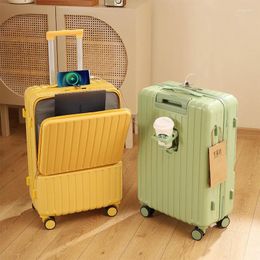 Suitcases Travel Suitcase On Wheels Multi-function Front Opening Rolling Luggage Case Combination Lock Lightweight Bags