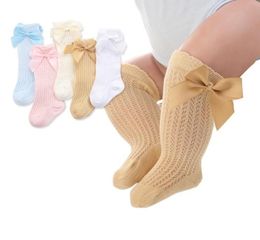 Baby Infants Kids Toddlers Girls Boys Knee High Socks Tights Leg Warmer Ribbon Bow Solid Cotton Stretch Cute Lovely 03Y3734453