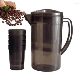 Hip Flasks Large Capacity Cold Water Pitcher With Cups Heat Resistant Drink Wear For Tea & Juice Beverage Storage Container Bottle