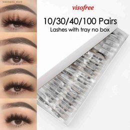 False Eyelashes Visofree 30/40/100 Pairs Lashes Bulk Mink Eyelashes 3D Mink False Eyelashes 100% Cruelty-free Dramatic Eyelashes 25mm 5D Lashes24327