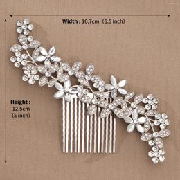 Hair Clips Wedding Bridal Comb Metal Rhinestones Headpiece No Hurt Headwear For Women Girls Long & Thick