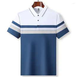 Men's Polos Summer Polo Shirt High Quality Seamless T-shirt Short Sleeve Striped Lapel Business Casual