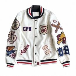 bomber Leather Jacket Men Motorcycler Flocking Embroidery Loose Biker PU Baseball Jackets Mens Y2k High Street Racing Coat 2023 z6Kf#