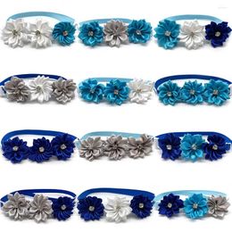 Dog Apparel 50/100pcs Winter Small Middle Ties Blue Flowers Bowties Pet Supplies Neckties Collar Accessoreis Cat