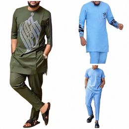 new In Casual Diki T-Shirt Diamd Pattern Men's Clothing Round Neck Half-sleeved African Ethnic outfit Elegant Suits for men u0fg#