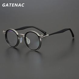 Vintage Round Acetate Glasses Frame Men Retro Myopia Optical Prescription Eyeglasses Women Korea Luxury Brand Eyewear 240322