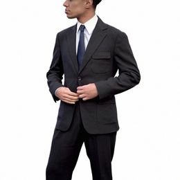 fi Black Suits For Mens Notched Lapel Formal Busin Blazer Wedding Groom Tuxedo 2 Piece Set Jacket Pants Costume Homme X6gM#