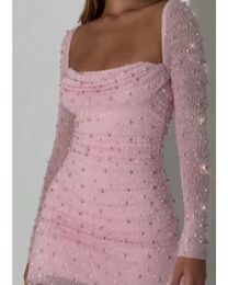 2023 Sexy Party Women's Nail Bead Design Feeling Slim Fit Wrap Hip Dress