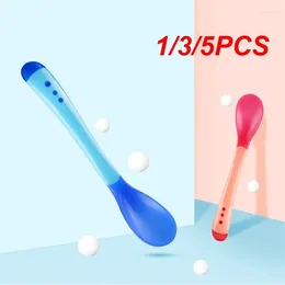 Spoons 1/3/5PCS Silicone Baby Feeding Tableware Waterproof Spoon Temperature Sensing Spoonsuitable For Children's