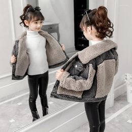 Jackets Winter Girls' Denim Jacket Coat Korean Children's Clothing Clothes Infant Girls Baby Tops Velvet Jeans For 3 5 7 9 12y