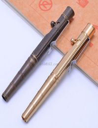 Solid Brass Gel Ink Pen Retro Bamboo Node Bolt Action Writing Tool School Office Stationery Supplies 2207151140500