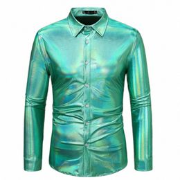 men Disco Shirt Sequin Disco Shirt for Men Shiny Golden Lg Sleeve Party Costume Stage Dr Shirt for Christmas Halen E4Gg#