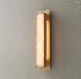 Wall Lamp Modern Designer Luxury Marble Villa Bedroom Corridor Bedside Gold Metal Alabaster Indoor Deco Sconce