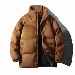 suede Parka Jacket Men Puffer Jacket With Cott Padded Winter Coats Men Streetwear Thicken Warm Coats 545U#