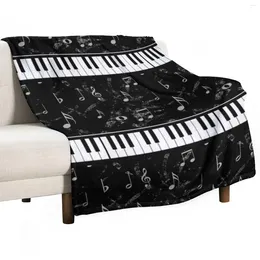 Blankets Black And White Piano Music Pattern Throw Blanket Personalized Gift Sofa