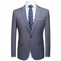 men's Blazer Busin Slim Official Solid Colour Groom Dr Coat High Quality Plus Size Fi Suit Formal Wear Dr Jacket b9vK#