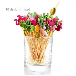 Disposable Flatware 100pcs12cm Bamboo Pick Buffet Cupcake Fruit Fork Party Dessert Salad Stick