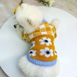 Adorable Plaid Dog Dress with Flower Decor - Perfect Pet Apparel Sweater for Small, Medium Large Cats & Dogs