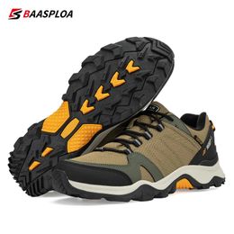 Baasploa Mens Waterproof Leather Hiking Shoes Non-Slip Wear-Resistant Outdoor Travel Shoes Fashion Climbing Shoes 240313