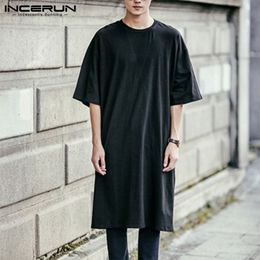 New Fashion Men T Shirt Short Sleeve Hip-hop Solid Long Tee Shirt Tops Streetwear Korean Casual Longline Men T-shirt 5xl Y19060601 005