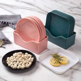 NEW 2024 1 Set Marble Pattern Round Dessert Plate Imitation Porcelain Salad Round Plate Cake Tray Kitchen Melamine Dinnerware- for Imitation Porcelain Salad Plate