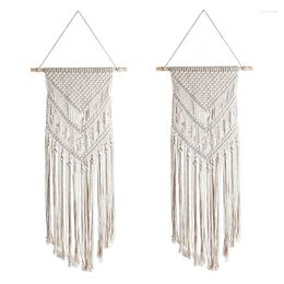 Tapestries 2 Pcs Macrame Wall Hanging Handmade Woven Tapestry Bohemian Decor For Bedroom Living Room Decoration 15.7X43.3Inch