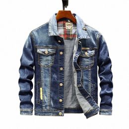 2023 Autumn New Men's Blue Denim Jacket Slim Large Lapel Male Butt Casual Hip Hop Wed High Quality Jeans Jacket Men's Top 11XI#