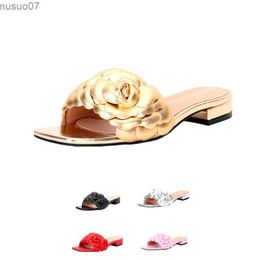 Sandals Free Delivery Womens Sandals Summer Italian Design Flower Decoration Cute Wedding Party Lover Christmas Gift Pink Black SilverL2403