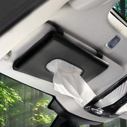 Car Tissues Holder, Car Napkin Case, Hanging Paper Towel Clip, PU Leather Tissue Box, Paper Carton, Mask Holder for Car-Black