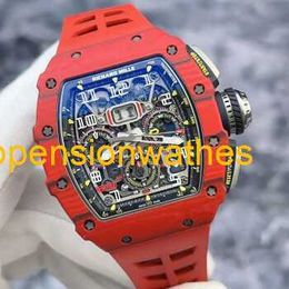 RM Wristwatch Richardmills Luxury Watches RM11-03 FQ Red NTPT Carbon Fibre Calendar Month Timing Mechanical Mens Watch FNZN