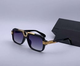 Vintage 664 Sunglasses for Men Blackgold Blue Gradient Lenses Square Sunglasses Shades with box3349080