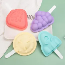 Baking Moulds Fruit Shape Ice Lolly Maker Silicone Cream Mould With Lid For Diy Pudding Jelly Fun Rocket Disc Easy Homemade