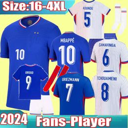 S-4XL BENZEMA Soccer jerseys 2024 FRENCH MBAPPE GRIEZMANN POGBA GIROUD TCHOUAMENI home away 23 24 Francia Football shirts men kids kit