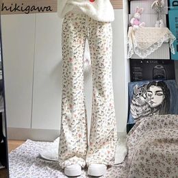 Women's Pants Japanese Wide Leg Women Clothing Dog Print Casual Trousers 2024 Bottoms Chic High Waist Tunic Harajuku Pantalon Femme