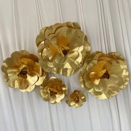 Decorative Flowers Shiny Finished Back Flat Rose Flower Wedding Party Backdrop Arrangement Home Decor Garden Decoration PE Flores For Crafts