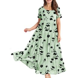 dresses vestidos designer clothes women skirt designer dress Women Casual Loose Bohemian Floral Dress with Short Sleeve Long Maxi Summer Beach Swing Dresses sexy