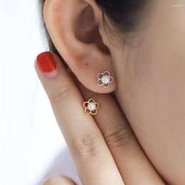 Stud Earrings Karachi Korean Version S925 Sterling Silver Freshwater Pearl Five Flower With Niche Design And Retro Style