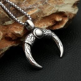 Pendant Necklaces Punk Vintage Creativity Big Horns For Men Women Hip Hop 316L Stainless Steel Carved Necklace Amulet Jewellery Wholesale