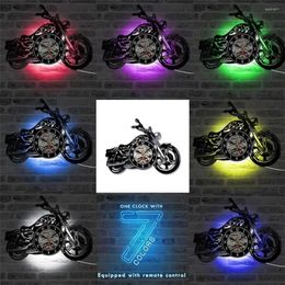 Wall Clocks 3D Clock Led Luminous Motorcycle Shape Record Fashion Design Wall-Mounted Watch Living Room Bedroom Home Decoration