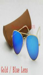 sell Brand New Designer Fashion Colour Mirror Men Women Polit Sunglasses UV400 Vintage Sport Sun glasses Gold Blue 58MM 62MM Le5004245