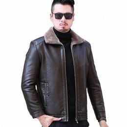 yxl-225 Genuine Leather Jacket Men's Fur All-in-One Casual Thickening Plus Fleece Sheepskin Plus Fertiliser Plus Size Winter W8PR#