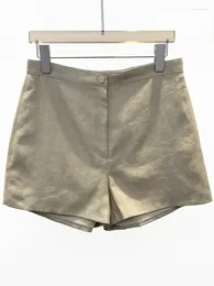 Women's Shorts Zipper High Waist Summer Casual Linen Short Pants