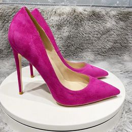 Dress Shoes Sexy Suede High Heels Fashion Classic Women's Narrow Top For Wedding 8 / 10 12 Cm Size 34-44