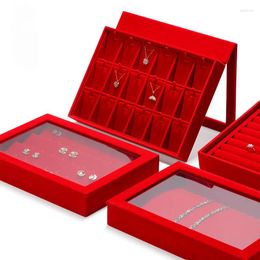 Jewellery Pouches Gold Red Display Plate Tray Live Broadcast Ring Necklace Bracelet Storage Box